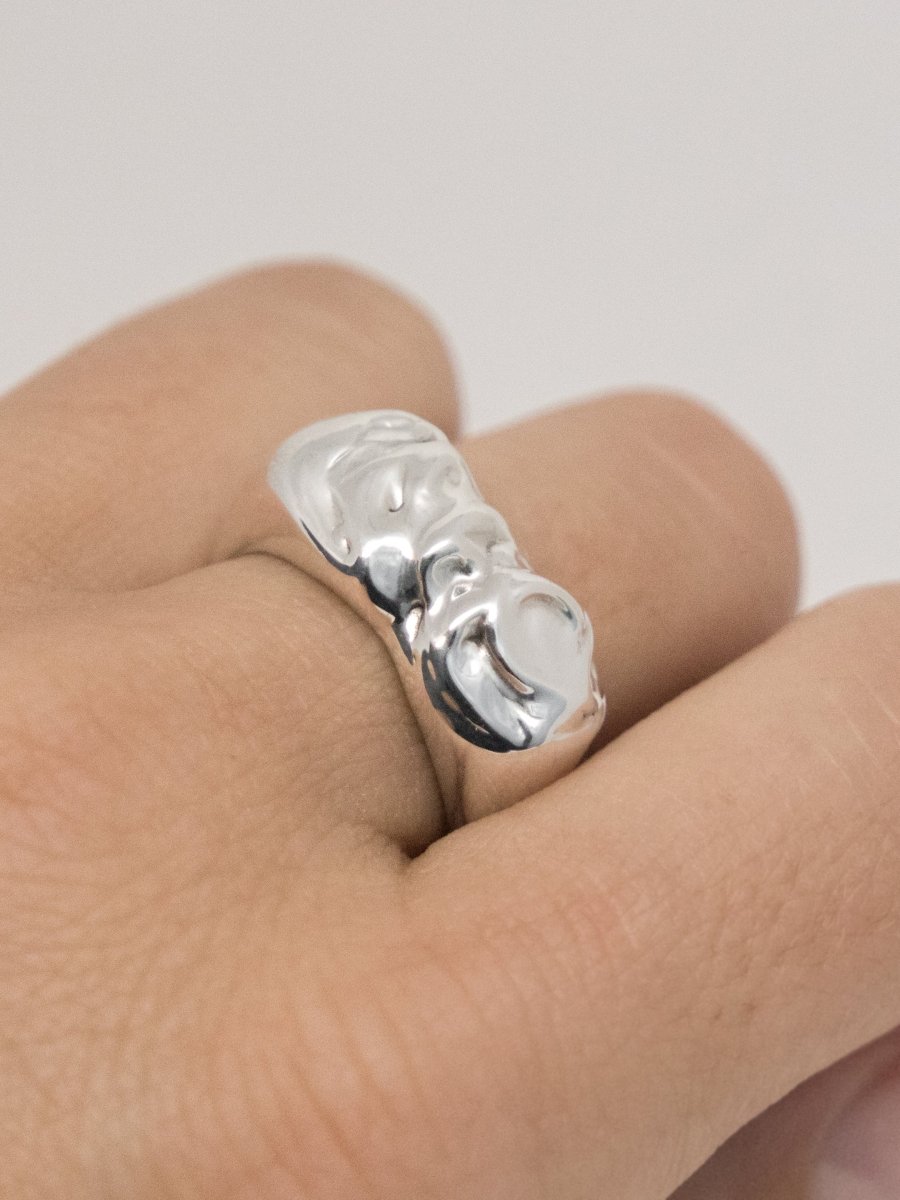 TEXTURE STATEMENT HANDCRAFTED SOLID GOLD/STERLING SILVER RING 