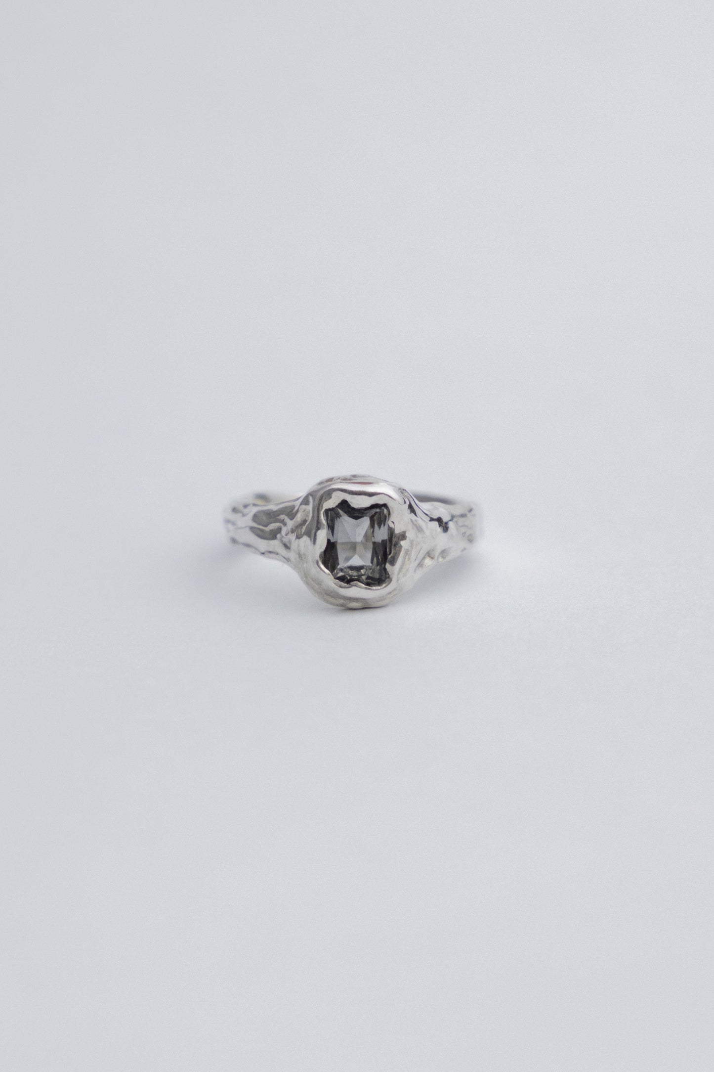 Hand-sculpted silver ring with organic texture by Marea Jewelry
