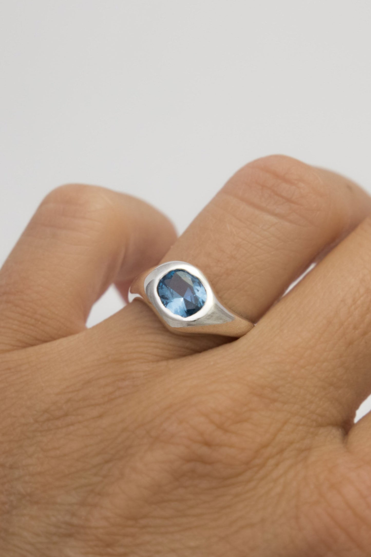 Selene Oval Stone Set Custom Ring Sterling Silver or Gold